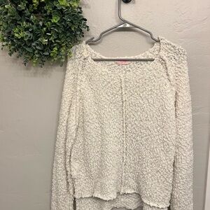 Pink Lily “Said It Twice Ivory Popcorn Sweater” Size S